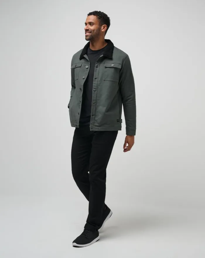 TravisMathew CLOUD DENIM SHERPA JACKET Balsam Green Men Jackets TravisMathew CLOUD DENIM SHERPA JACKET Balsam Green Men Jackets