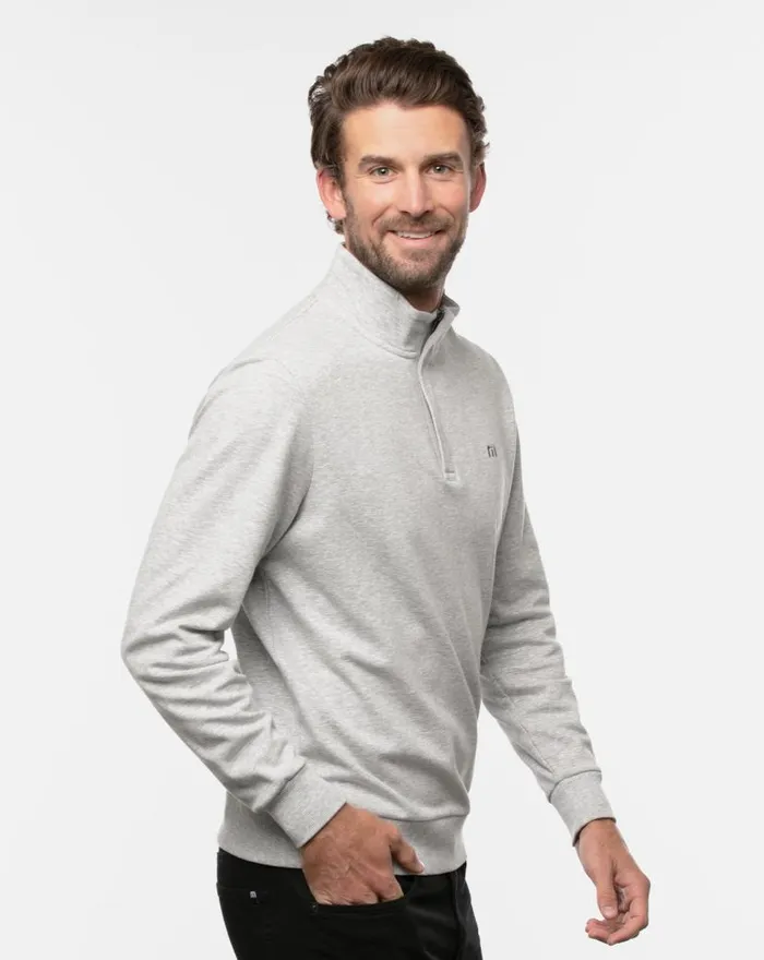 TravisMathew CLOUD QUARTER ZIP 20 Heather Light Grey Men Quarter Zips TravisMathew CLOUD QUARTER ZIP 20 Heather Light Grey Men Quarter Zips