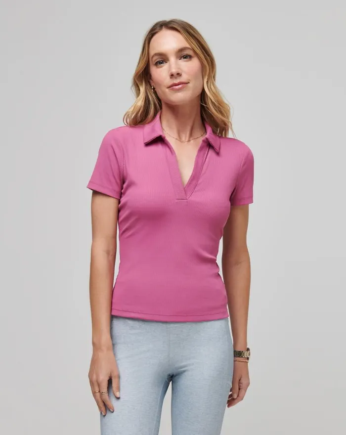 TravisMathew MOVEKNIT VNECK POLO Red Violet Women Polos