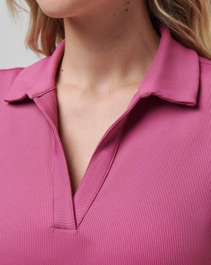 TravisMathew MOVEKNIT VNECK POLO Red Violet Women Polos TravisMathew MOVEKNIT VNECK POLO Red Violet Women Polos