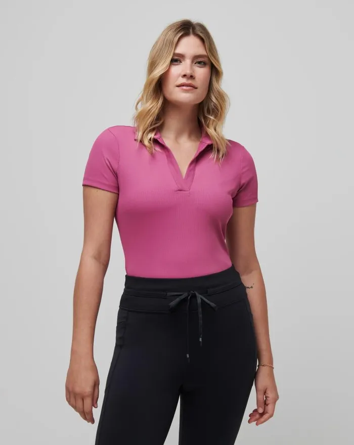 TravisMathew MOVEKNIT VNECK POLO Red Violet Women Polos TravisMathew MOVEKNIT VNECK POLO Red Violet Women Polos