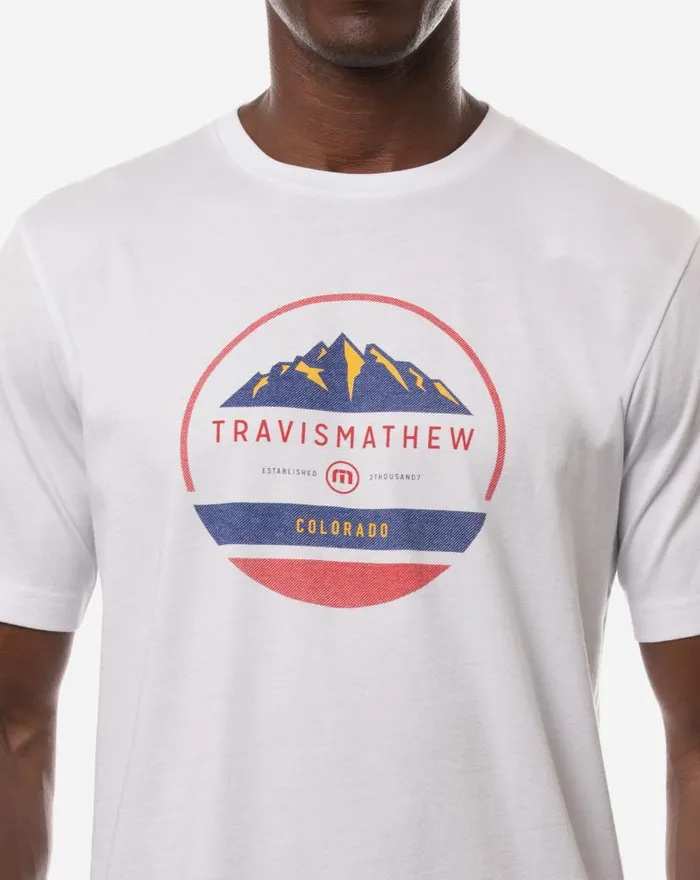 TravisMathew PEAK YOUR INTEREST TEE White Men Tees TravisMathew PEAK YOUR INTEREST TEE White Men Tees