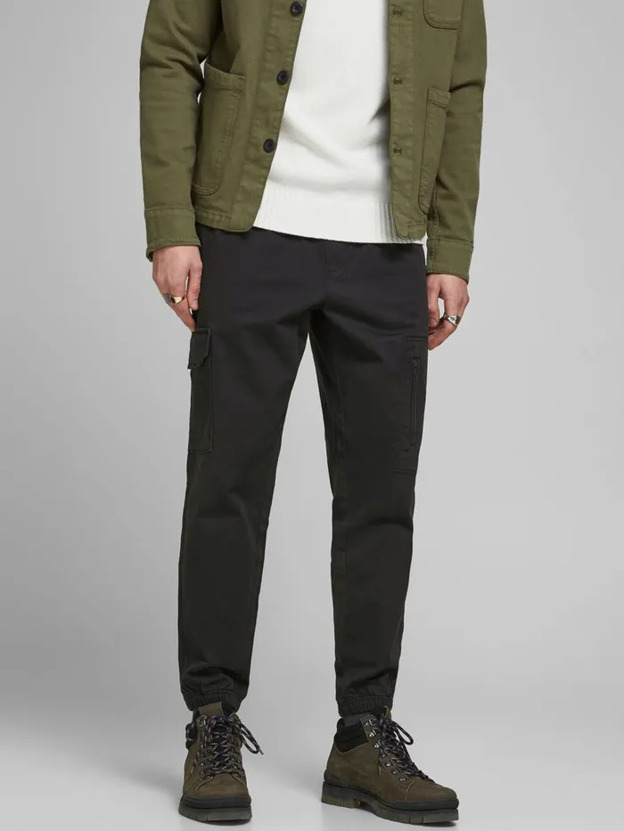Trousers JACK and JONES Mens ACE HILL AKM CARGO TROUSERS Black Black