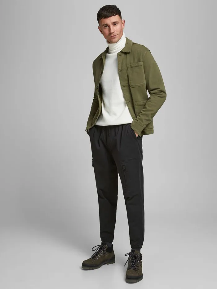 Trousers JACK and JONES Mens ACE HILL AKM CARGO TROUSERS Black Black