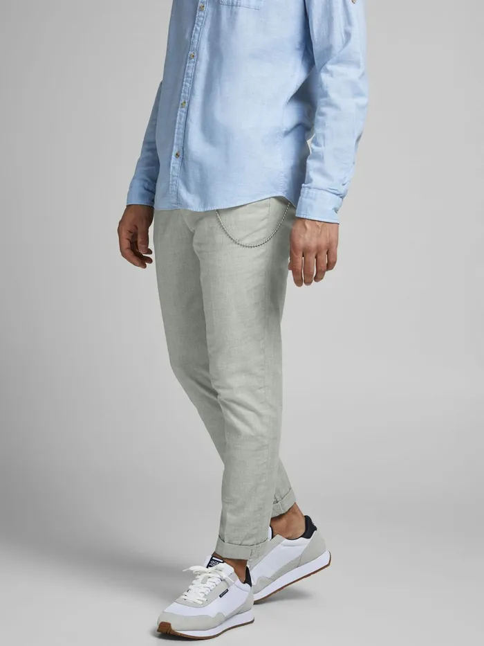 Trousers JACK and JONES Mens ACE MILTON AKM CHECK CHINOS Grey Green Bay