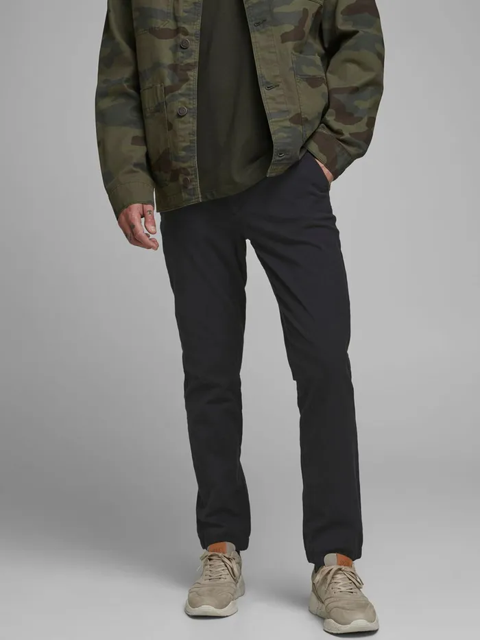 Trousers JACK and JONES Mens MARCO KENSO SLIM FIT CHINOS Black Black
