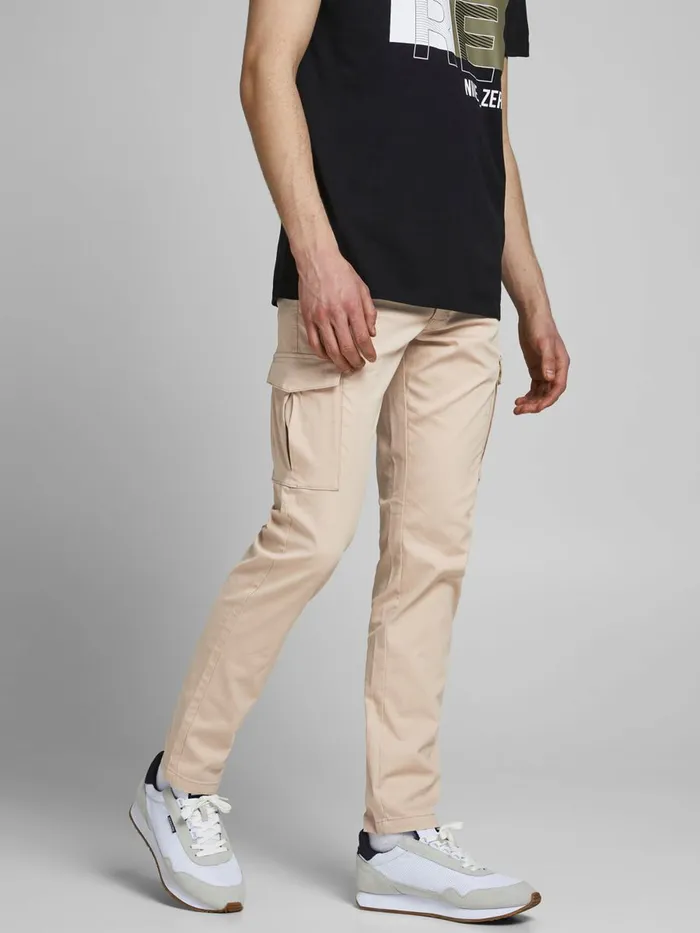 Trousers JACK and JONES Mens MARCO PRATT CHINOS Beige White Pepper
