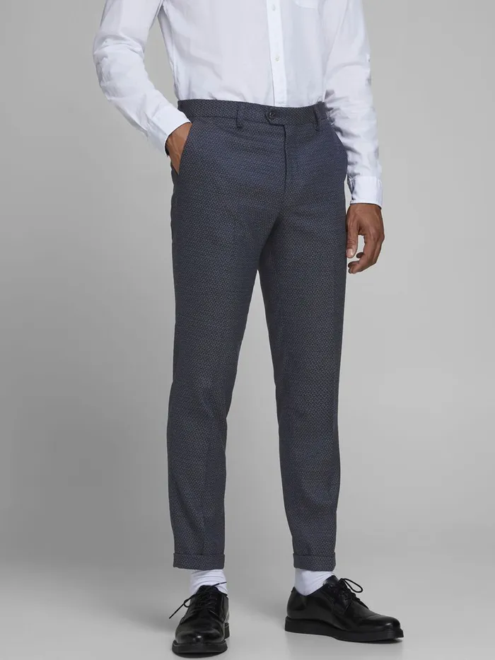 Trousers JACK and JONES Mens SUPER SLIM FIT TROUSERS Blue Dark Navy