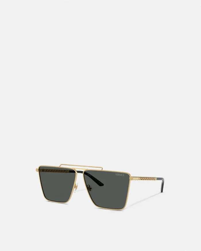 Tubular Greca Sunglasses Blackgold Men Versace Sunglasses