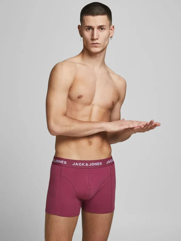 Underwear JACK and JONES Mens 3PACK TRUNKS Green Hawthorn Rose On Sale