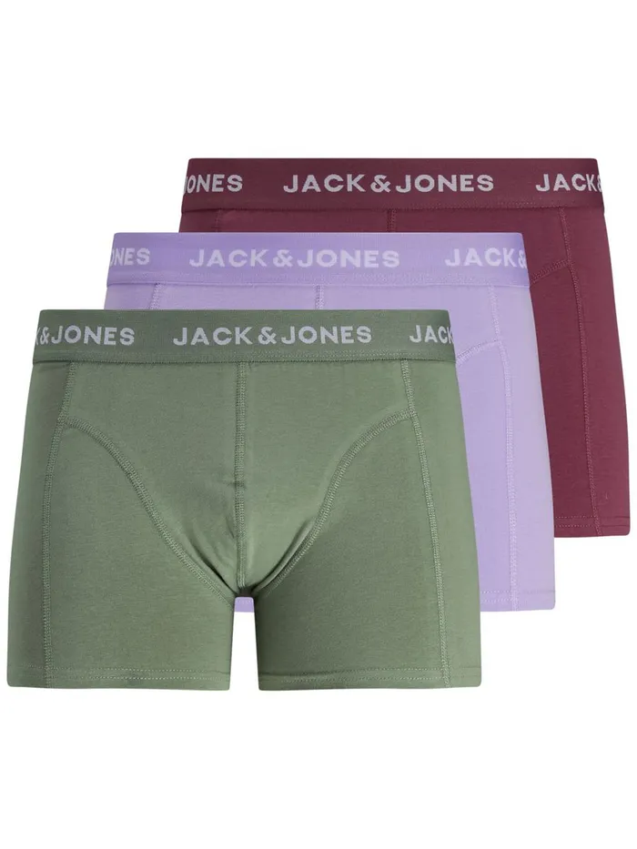Underwear JACK and JONES Mens 3PACK TRUNKS Green Hawthorn Rose On Sale