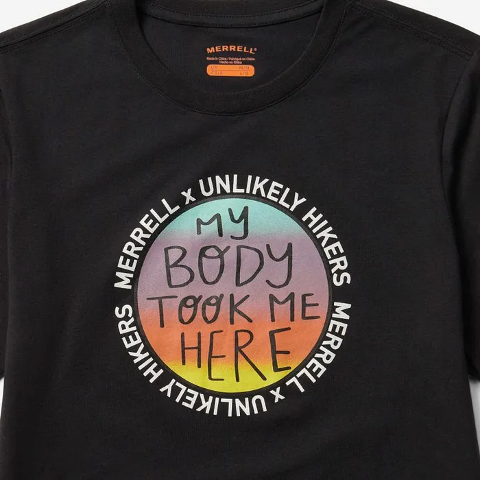 Unlikely Hikers X Merrell Short Sleeve Tee Black Men Merrell Tops Unlikely Hikers X Merrell Short Sleeve Tee Black Men Merrell Tops