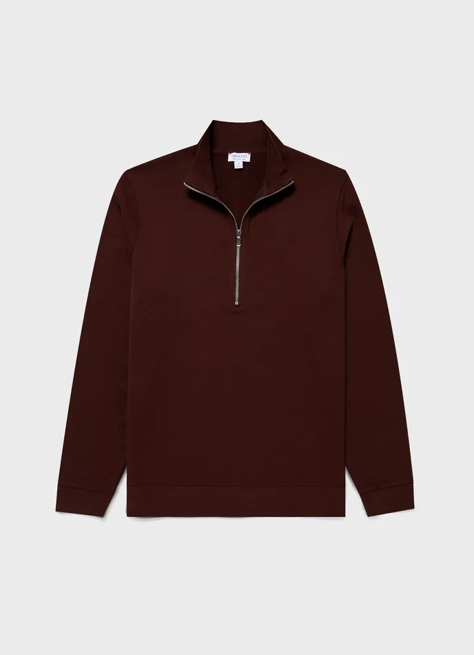 ussunspel Half Zip Loopback Sweatshirt Raisin Men Sweatshirts and Sweatpants