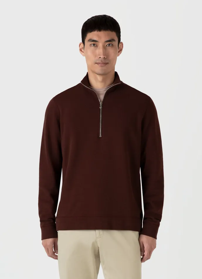 ussunspel Half Zip Loopback Sweatshirt Raisin Men Sweatshirts and Sweatpants ussunspel Half Zip Loopback Sweatshirt Raisin Men Sweatshirts and Sweatpants