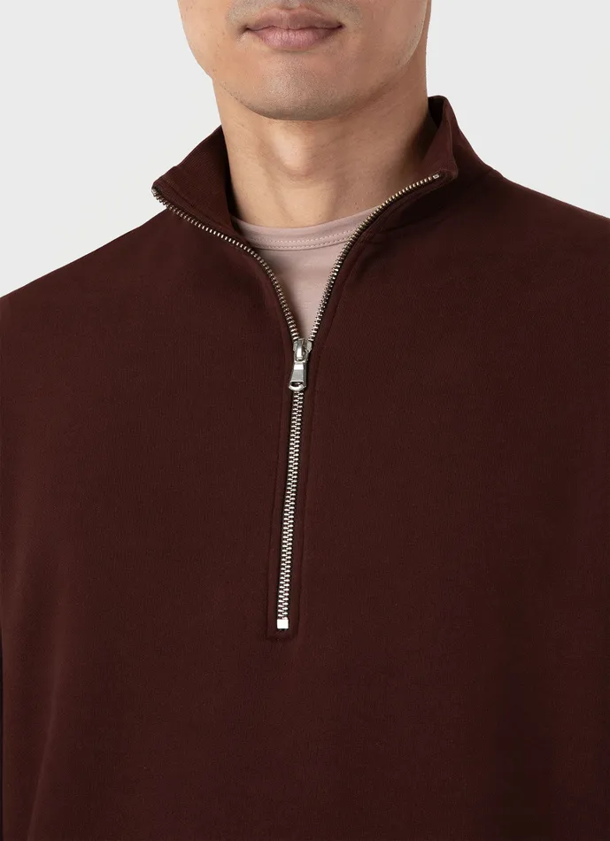 ussunspel Half Zip Loopback Sweatshirt Raisin Men Sweatshirts and Sweatpants ussunspel Half Zip Loopback Sweatshirt Raisin Men Sweatshirts and Sweatpants