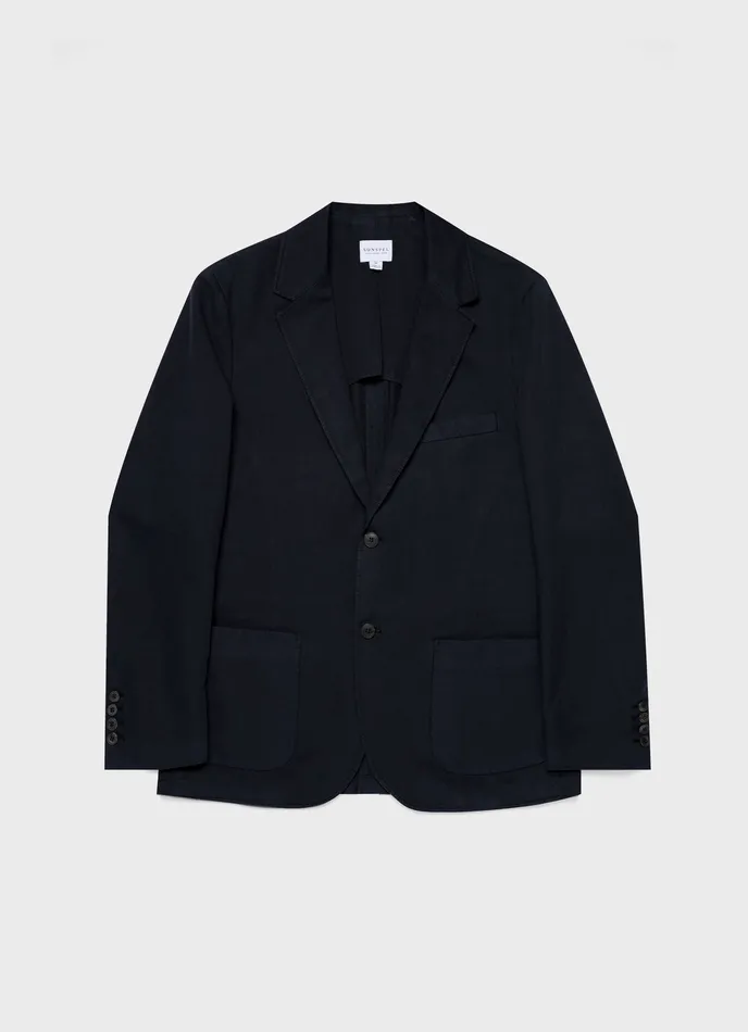 ussunspel Jackets and Coats Men Cotton Linen Unstructured Blazer Navy