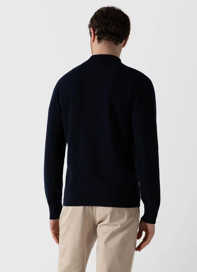 ussunspel Knitwear Men Cashmere Zip Neck Jumper Navy