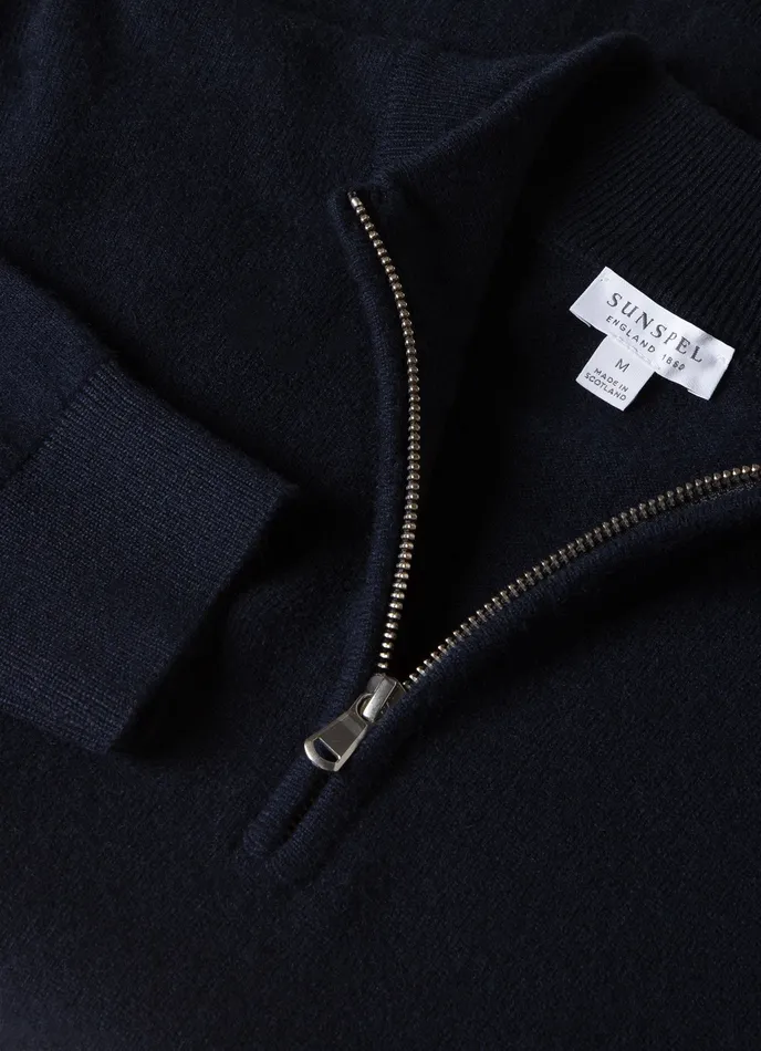 ussunspel Knitwear Men Cashmere Zip Neck Jumper Navy