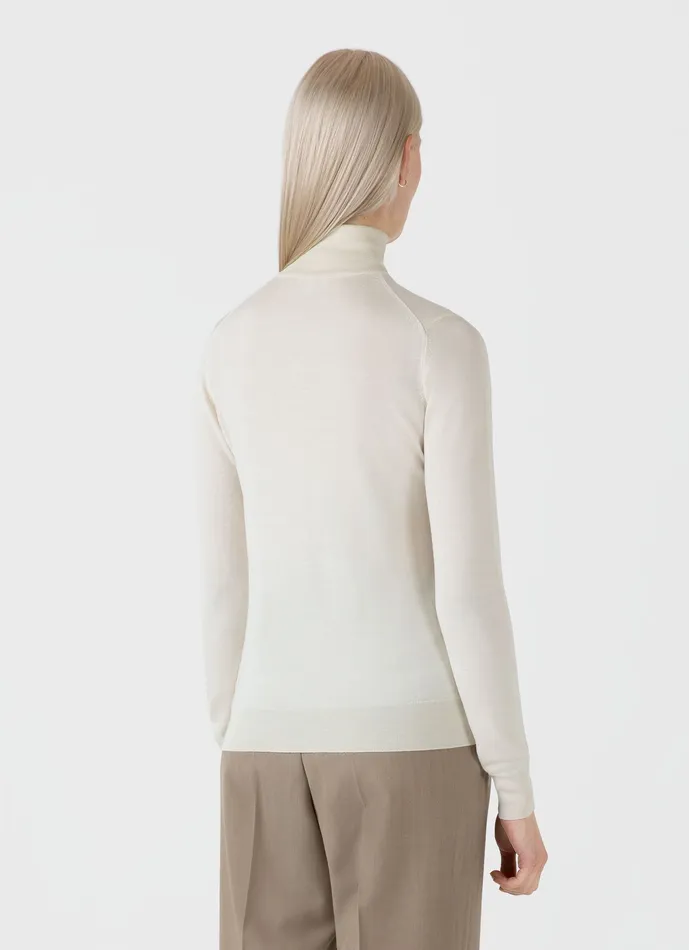 ussunspel Merino Silk Roll Neck Jumper Ivory Women Knitwear ussunspel Merino Silk Roll Neck Jumper Ivory Women Knitwear