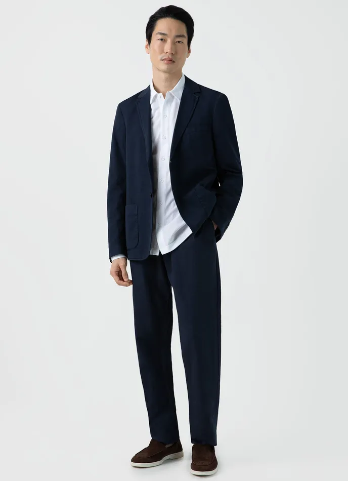 ussunspel Suits Men Cotton Linen TwoPiece Suit Navy ussunspel Suits Men Cotton Linen TwoPiece Suit Navy