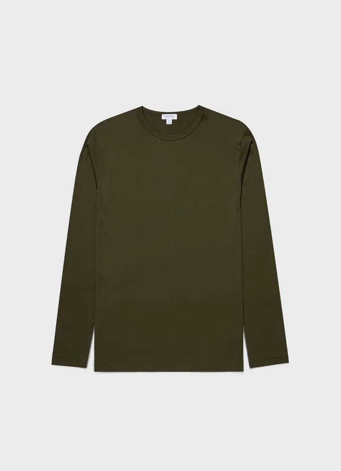 ussunspel Tshirts Men Long Sleeve Classic Tshirt Pine Green