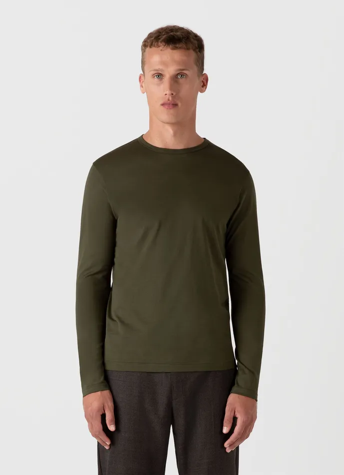 ussunspel Tshirts Men Long Sleeve Classic Tshirt Pine Green ussunspel Tshirts Men Long Sleeve Classic Tshirt Pine Green