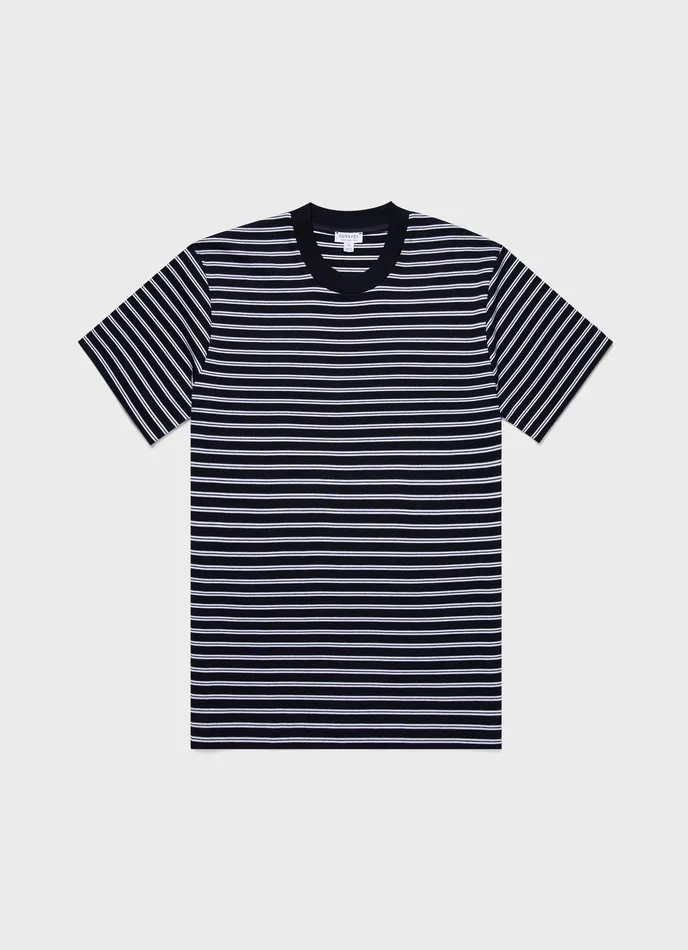 ussunspel Tshirts Men Relaxed Fit Heavyweight Tshirt NavyWhite