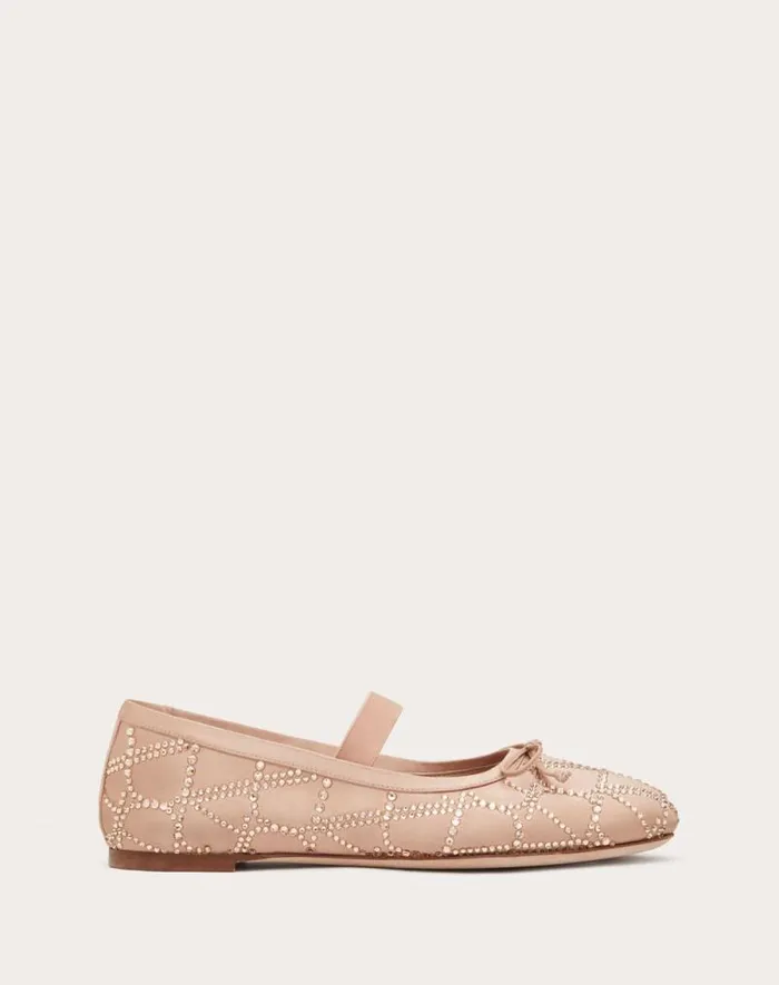 Valentino Ballerinas Woman Toile Iconographe Ballerina With Crystals For Woman In Skin Skin