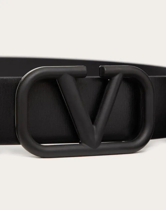 Valentino Belts Man Vlogo Signature Calfskin Belt For Man In Black Black Valentino Belts Man Vlogo Signature Calfskin Belt For Man In Black Black
