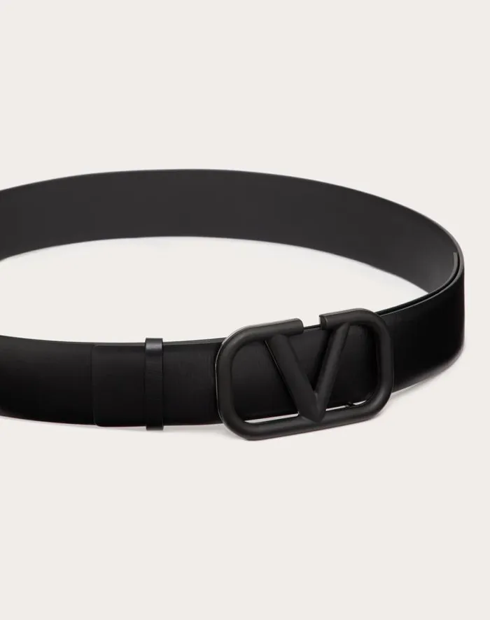 Valentino Belts Man Vlogo Signature Calfskin Belt For Man In Black Black Valentino Belts Man Vlogo Signature Calfskin Belt For Man In Black Black