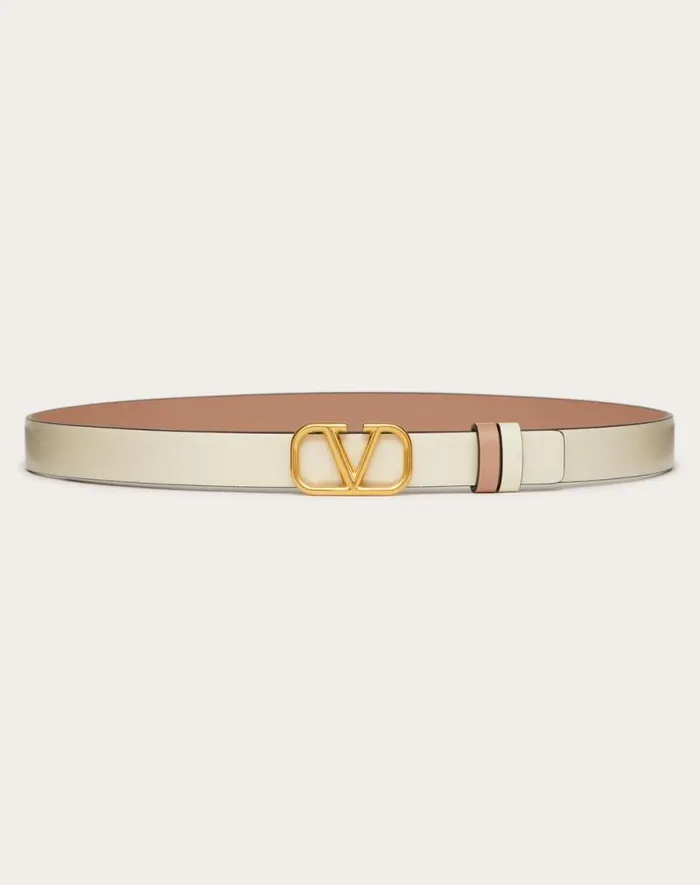 Valentino Belts Woman Reversible Vlogo Signature Belt In Glossy Calfskin 20 Mm For Woman In Blackpure Red Blackpure Red