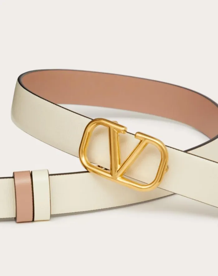 Valentino Belts Woman Reversible Vlogo Signature Belt In Glossy Calfskin 20 Mm For Woman In Blackpure Red Blackpure Red