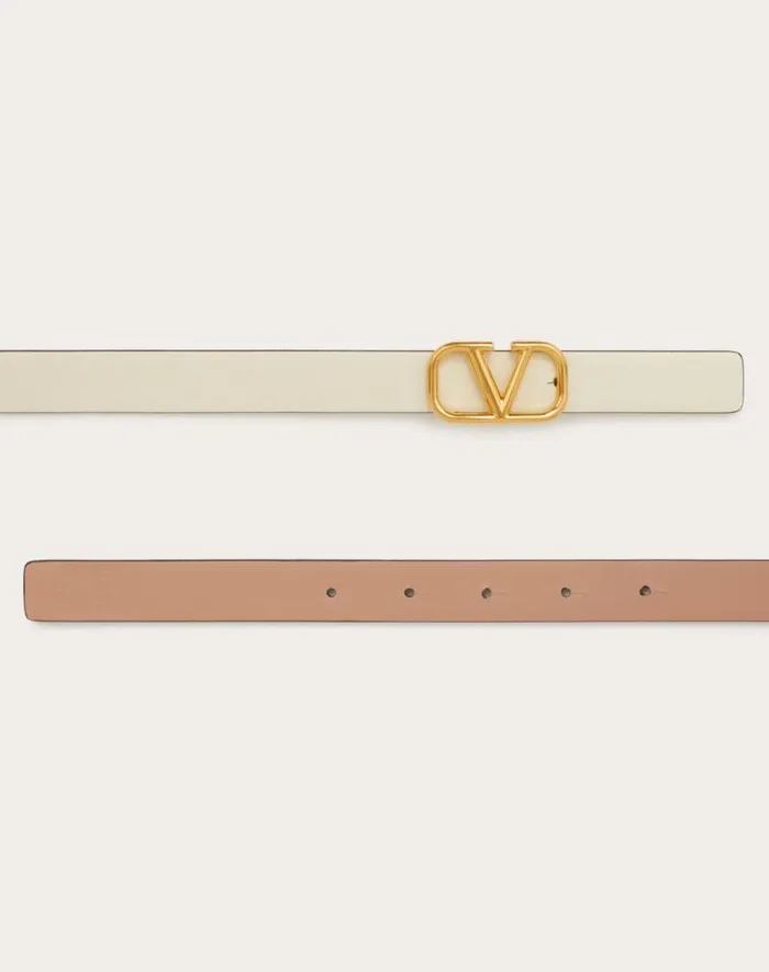 Valentino Belts Woman Reversible Vlogo Signature Belt In Glossy Calfskin 20 Mm For Woman In Blackpure Red Blackpure Red