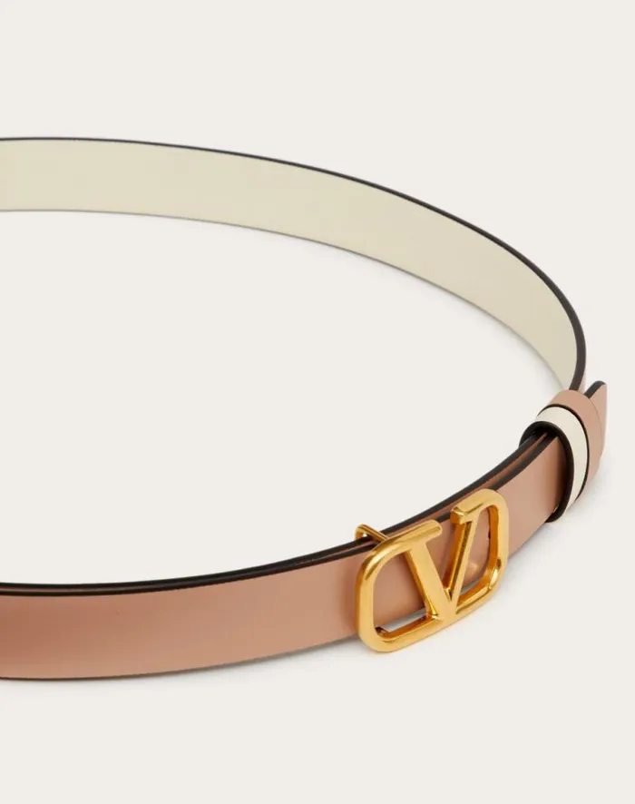 Valentino Belts Woman Reversible Vlogo Signature Belt In Glossy Calfskin 20 Mm For Woman In Blackpure Red Blackpure Red