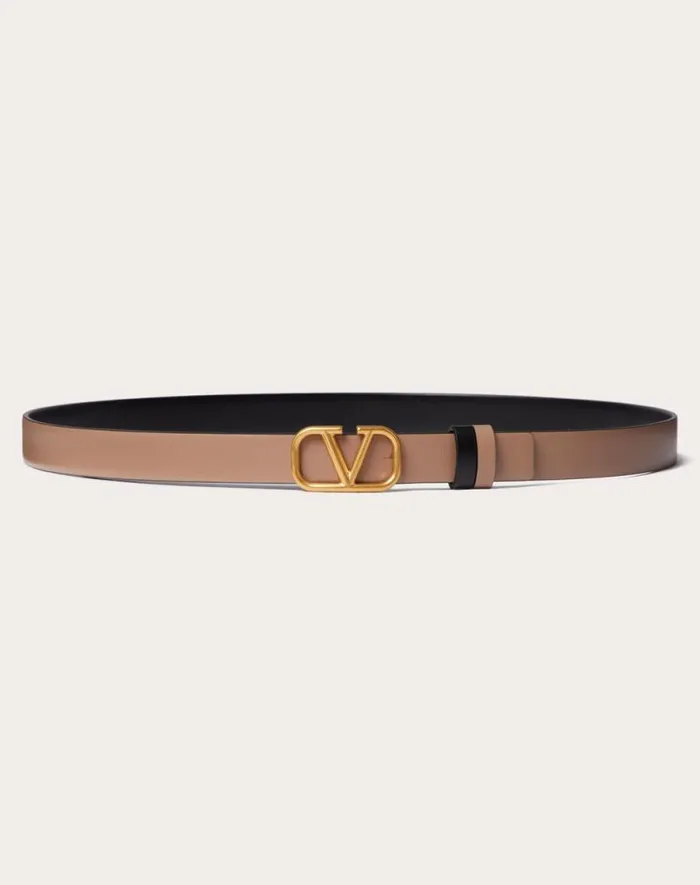 Valentino Belts Woman Reversible Vlogo Signature Belt In Glossy Calfskin 20 Mm For Woman In Blackpure Red Blackpure Red