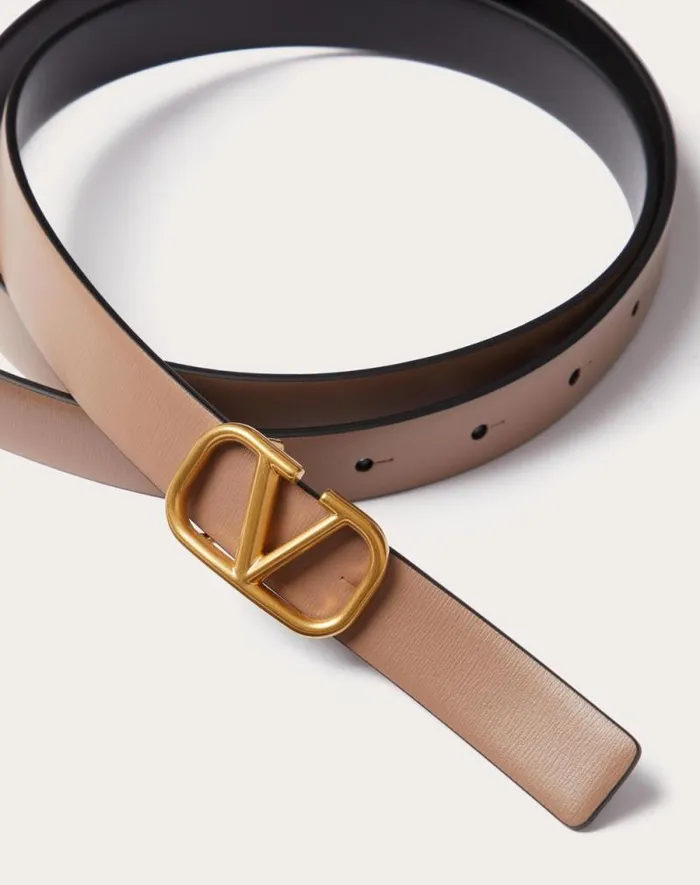 Valentino Belts Woman Reversible Vlogo Signature Belt In Glossy Calfskin 20 Mm For Woman In Blackpure Red Blackpure Red