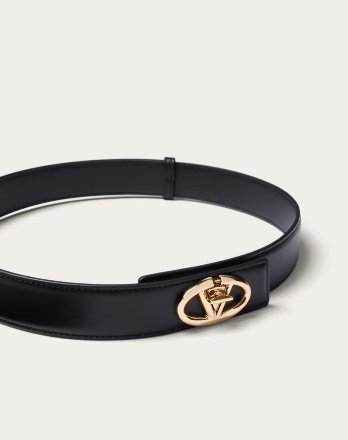 Valentino Belts Woman The Bold Edition Vlogo Calfskin Belt 30 Mm For Woman In Ivory Ivory
