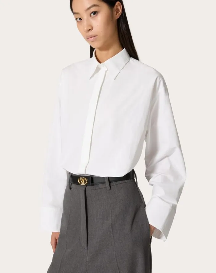 Valentino Belts Woman The Bold Edition Vlogo Calfskin Belt 30 Mm For Woman In Ivory Ivory