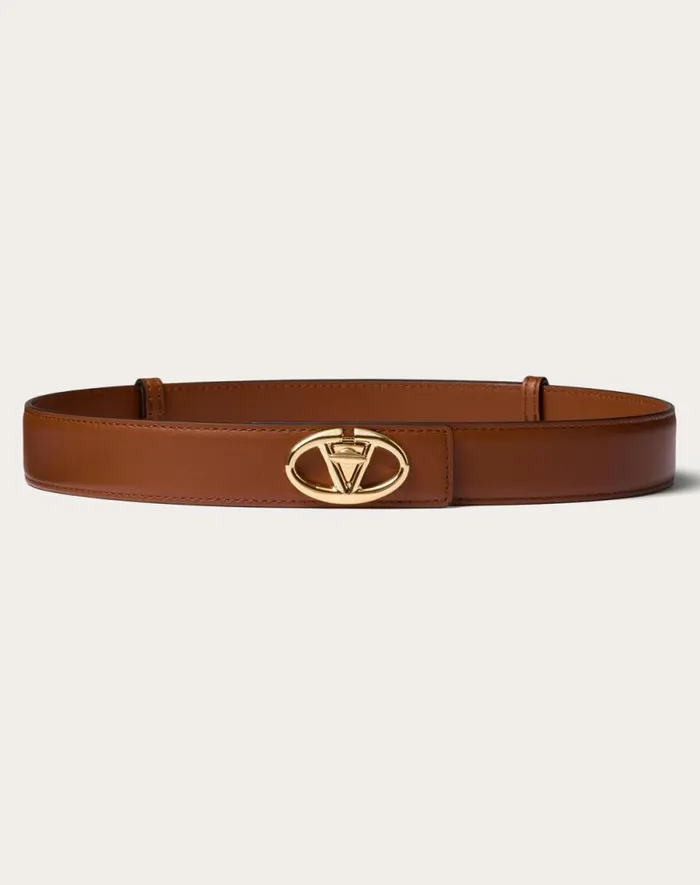 Valentino Belts Woman The Bold Edition Vlogo Calfskin Belt 30 Mm For Woman In Ivory Ivory