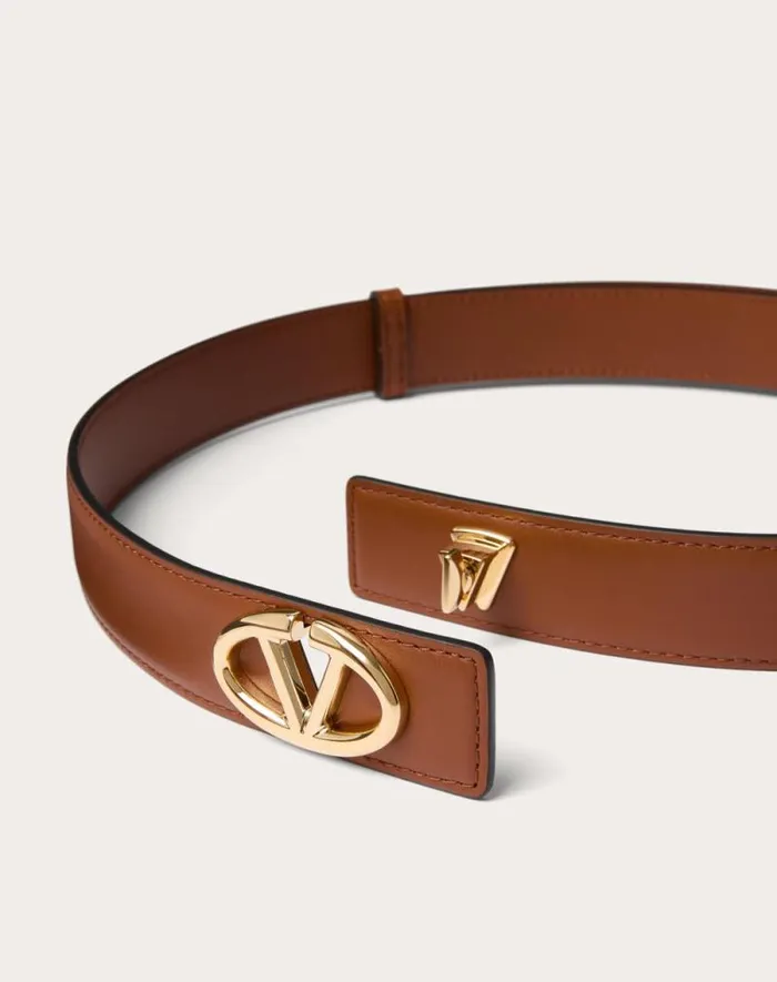Valentino Belts Woman The Bold Edition Vlogo Calfskin Belt 30 Mm For Woman In Ivory Ivory
