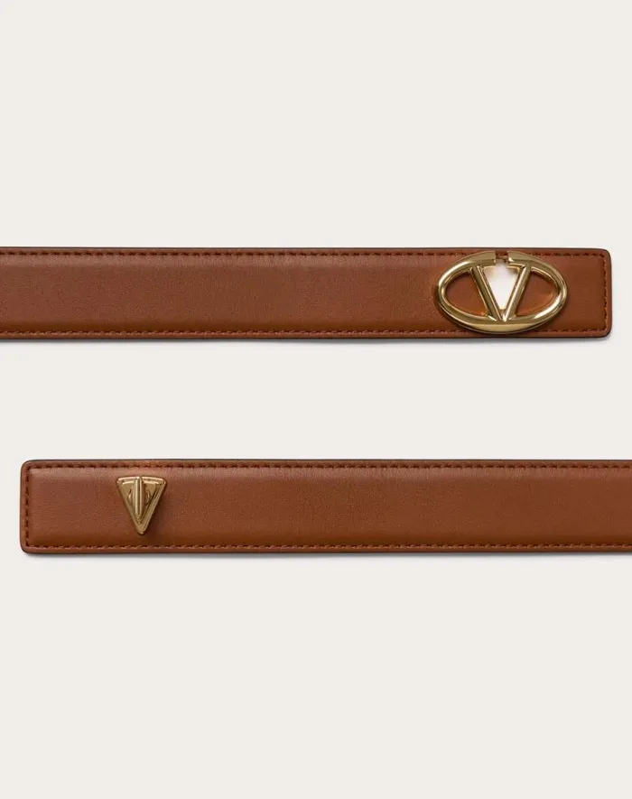 Valentino Belts Woman The Bold Edition Vlogo Calfskin Belt 30 Mm For Woman In Ivory Ivory