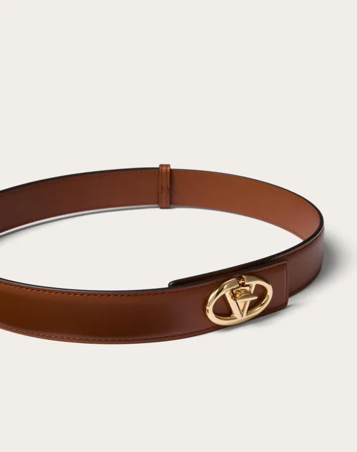 Valentino Belts Woman The Bold Edition Vlogo Calfskin Belt 30 Mm For Woman In Ivory Ivory