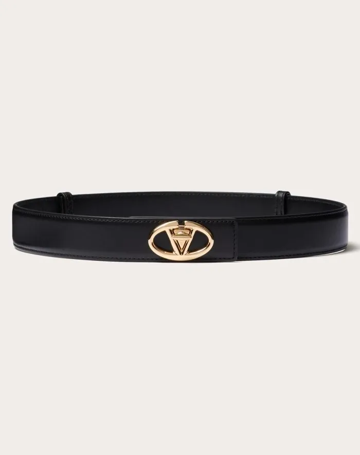 Valentino Belts Woman The Bold Edition Vlogo Calfskin Belt 30 Mm For Woman In Ivory Ivory