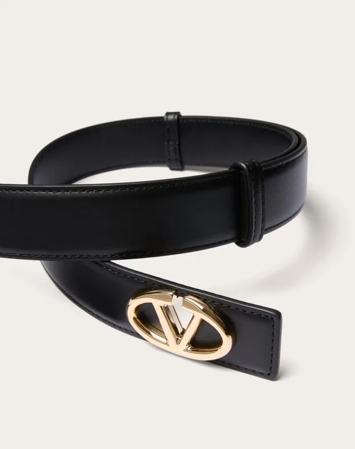 Valentino Belts Woman The Bold Edition Vlogo Calfskin Belt 30 Mm For Woman In Ivory Ivory