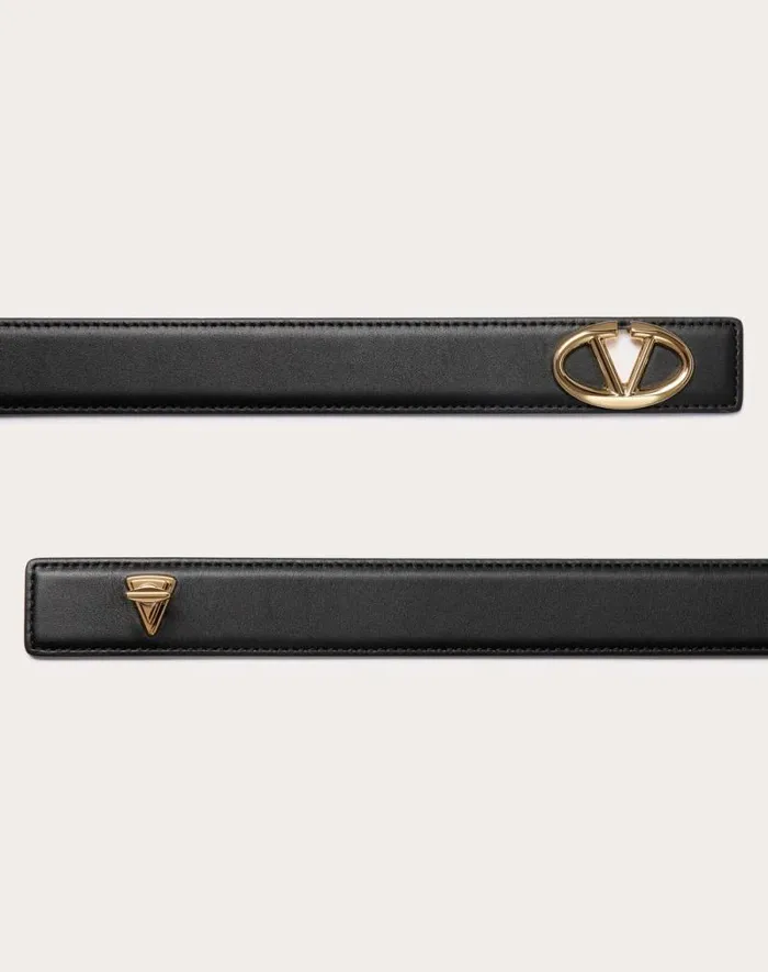 Valentino Belts Woman The Bold Edition Vlogo Calfskin Belt 30 Mm For Woman In Ivory Ivory