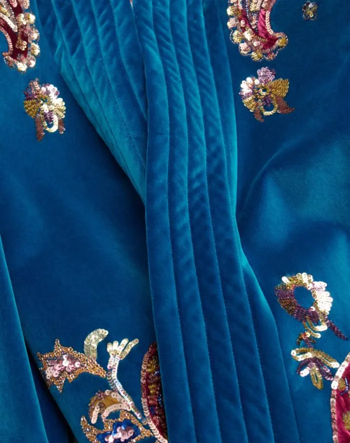 Valentino Coats And Blazers Man Belted Cotton Velvet Jacket With Sequin Embroidery For Man In Prussia Prussia Valentino Coats And Blazers Man Belted Cotton Velvet Jacket With Sequin Embroidery For Man In Prussia Prussia