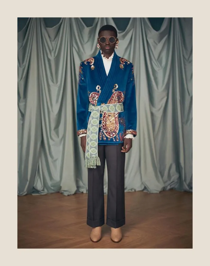 Valentino Coats And Blazers Man Belted Cotton Velvet Jacket With Sequin Embroidery For Man In Prussia Prussia Valentino Coats And Blazers Man Belted Cotton Velvet Jacket With Sequin Embroidery For Man In Prussia Prussia