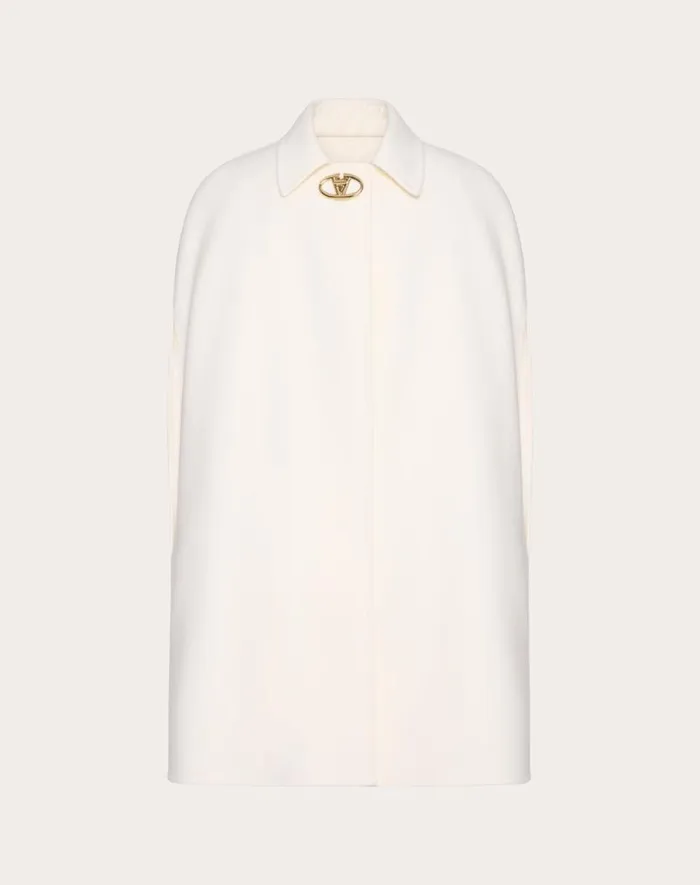 Valentino Coats And Outerwear Woman Compact Drap Cape For Woman In Ivory Ivory Valentino Coats And Outerwear Woman Compact Drap Cape For Woman In Ivory Ivory
