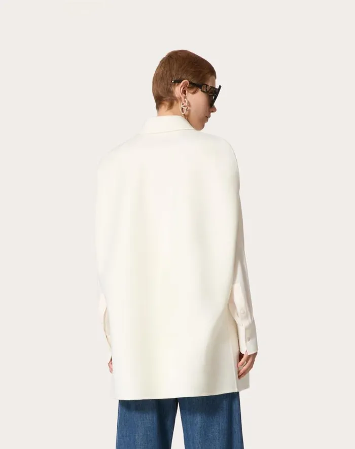 Valentino Coats And Outerwear Woman Compact Drap Cape For Woman In Ivory Ivory