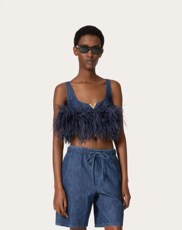 Valentino Denim Woman Chambray Denim Top For Woman In Denim Denim Valentino Denim Woman Chambray Denim Top For Woman In Denim Denim